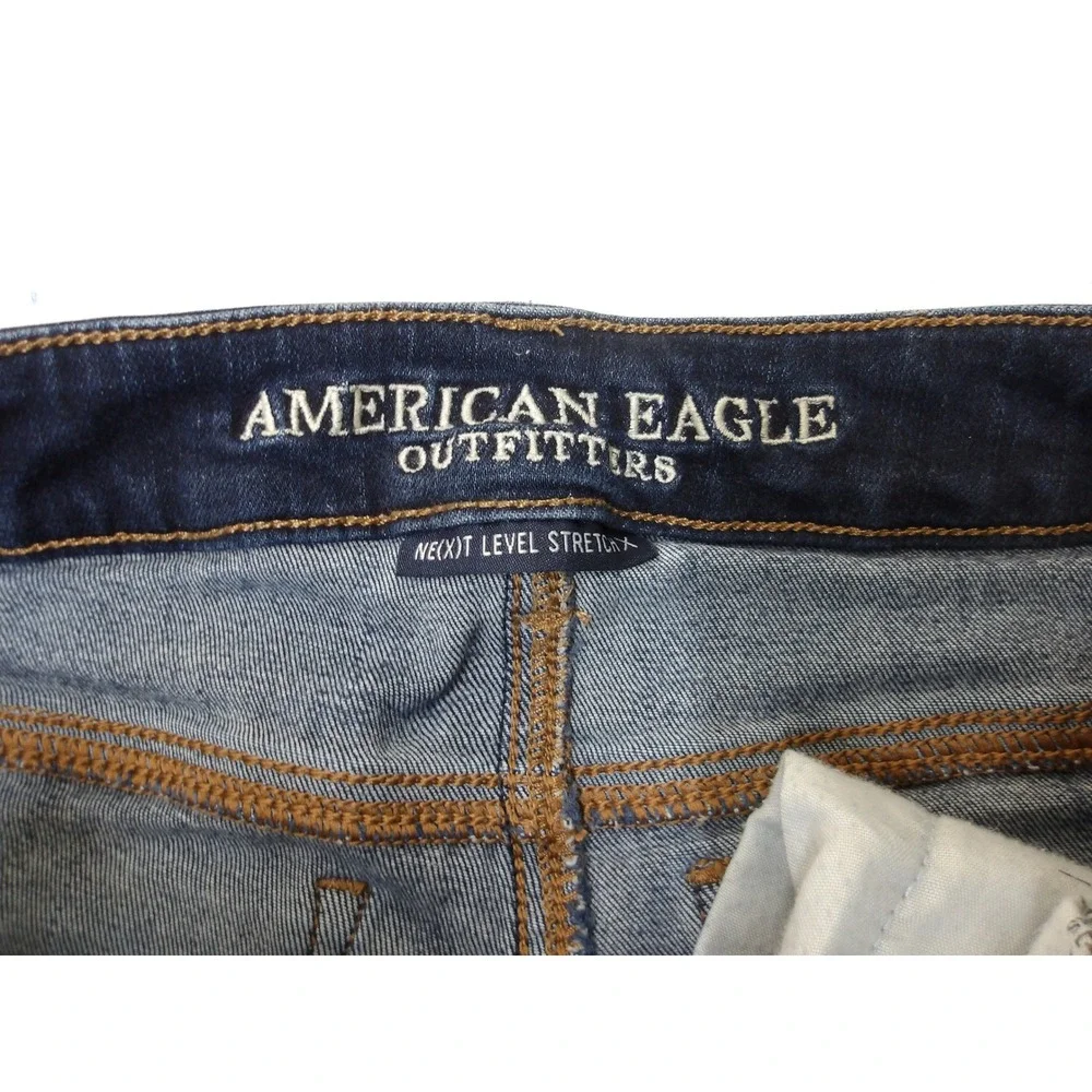American Eagle Dark Wash Next Level Stretch Denim Jeggings Sz 2L/26